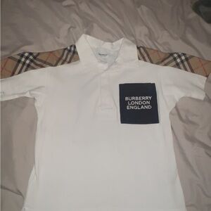 Burberry Kids Polo with Checkered Sleeves
